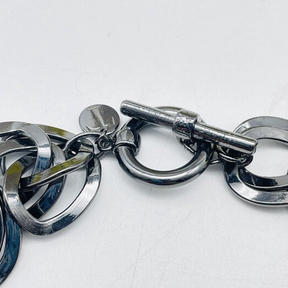 TALBOTS Red Beaded Chunky Chain Necklace Gunmetal Statement Classic Career LARP - Picture 5 of 8